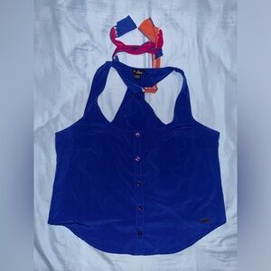 Guess button up racer back crop top - Size: XS